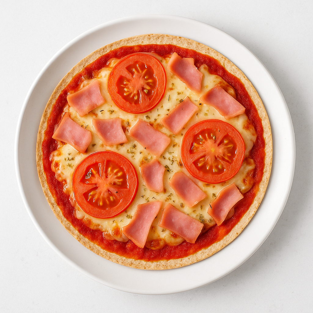 pizza rápida con base de tortita y queso derretido, receta fácil y saludable