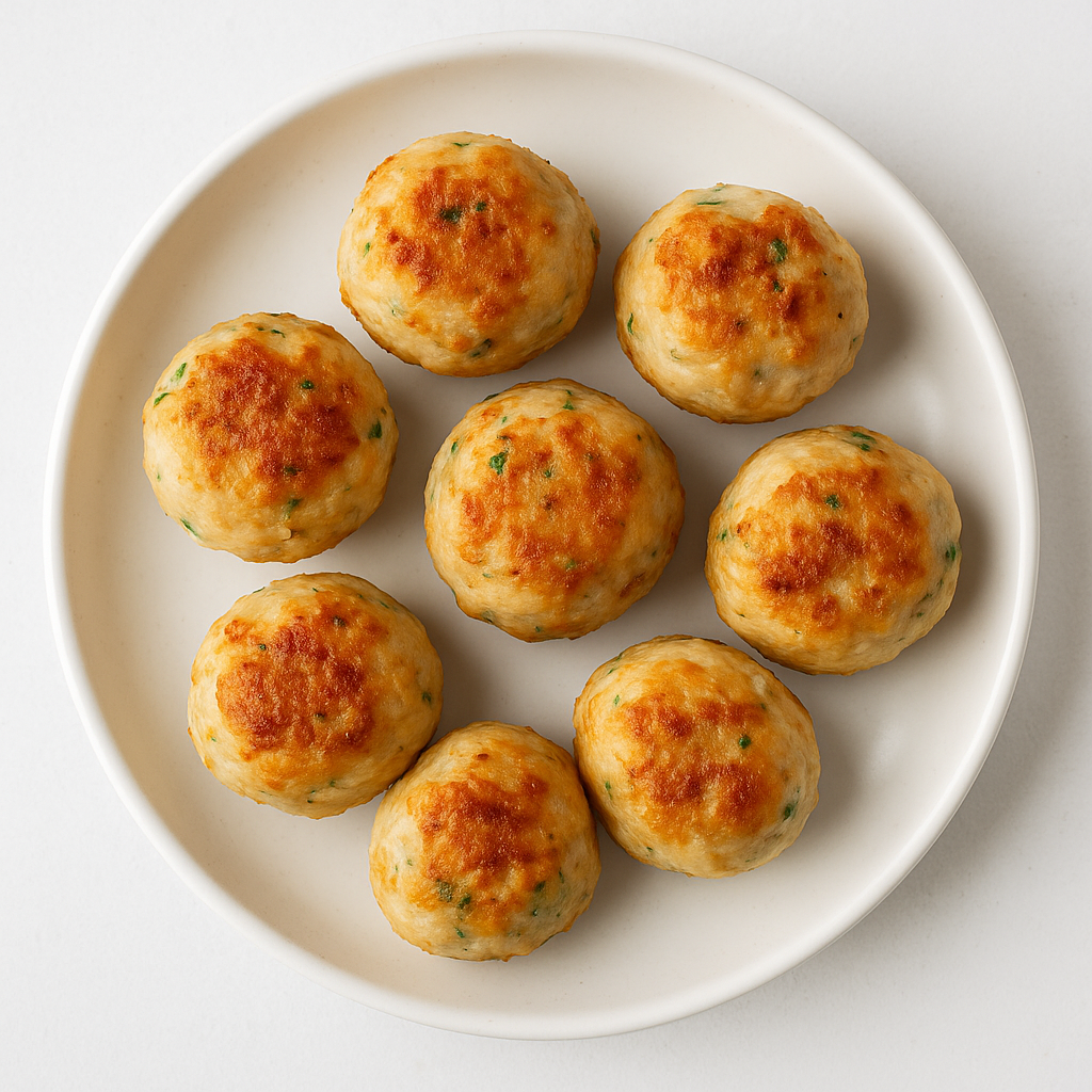 albóndigas de pollo al horno servidas en plato blanco, receta saludable y ligera
